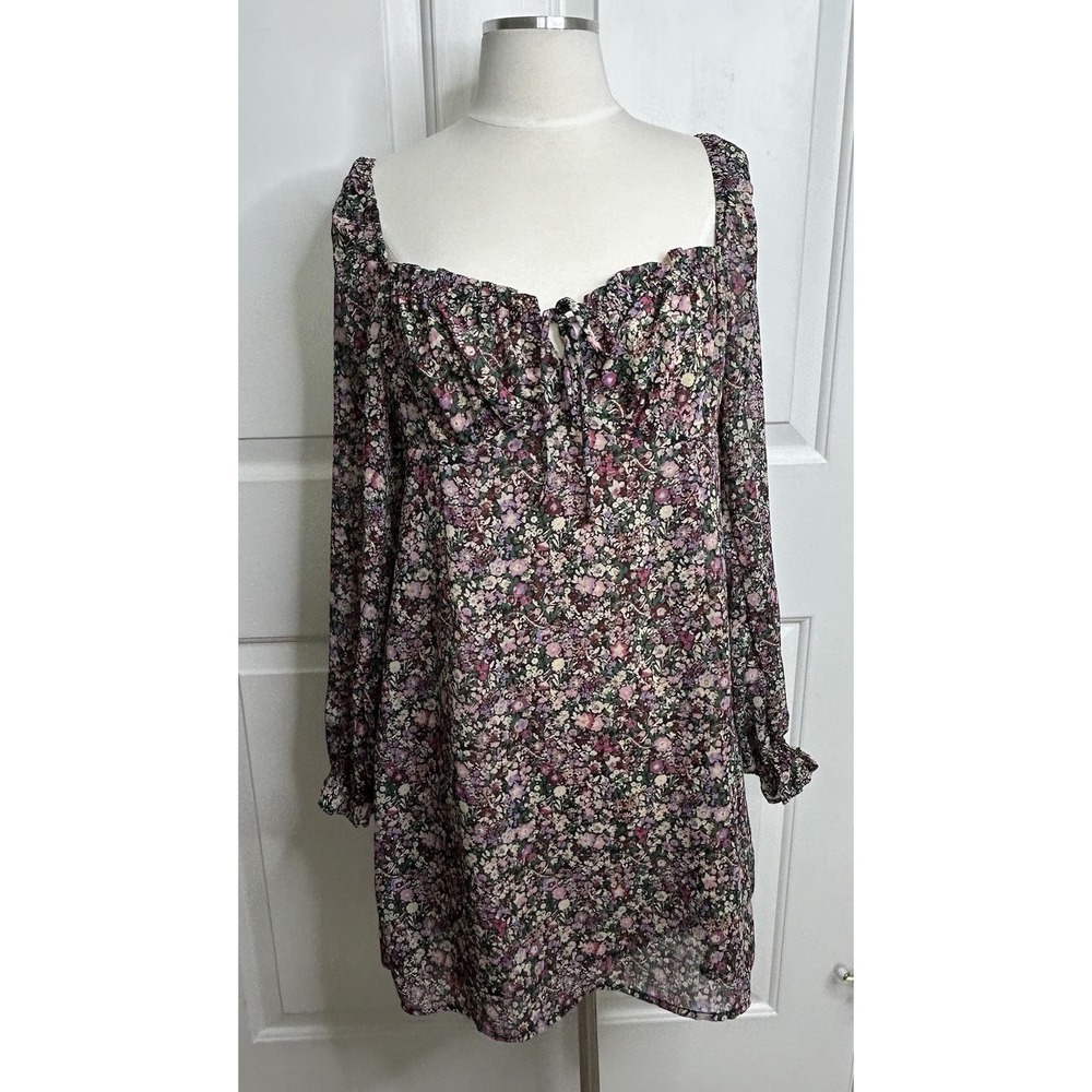 Shop The Cue Mini Dress Womens M Babydoll Milk Maid Floral Multicolor Semisheer